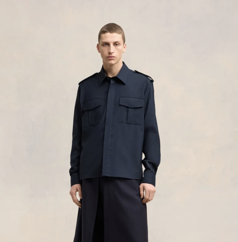 AMI Paris AMI Classic Military Shirt Navy Blue