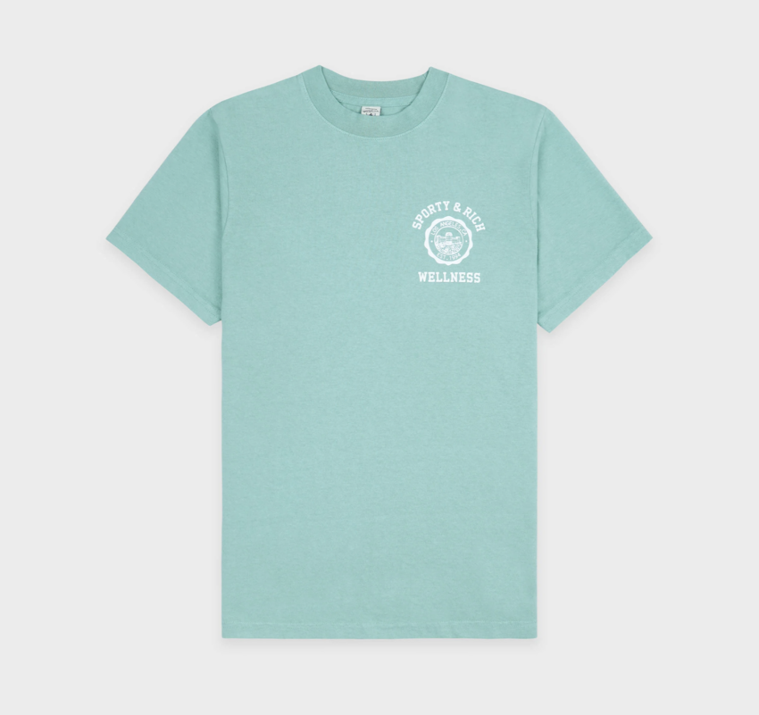 Sporty & Rich Emblem T-Shirt Aquamarine/White