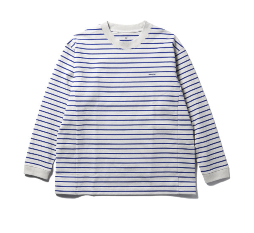 Snow Peak Heavy Cotton Border Long Sleeve T-Shirt White/Blue