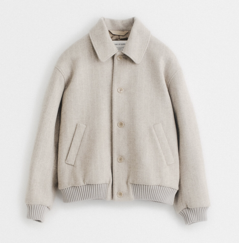 A Kind of Guise Bombon Bomber Jacket Brushed Beige Stripe