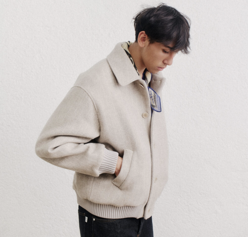 A Kind of Guise Bombon Bomber Jacket Brushed Beige Stripe