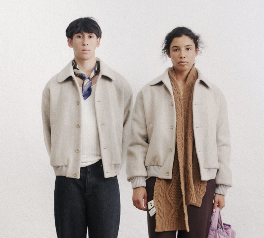 A Kind of Guise Bombon Bomber Jacket Brushed Beige Stripe