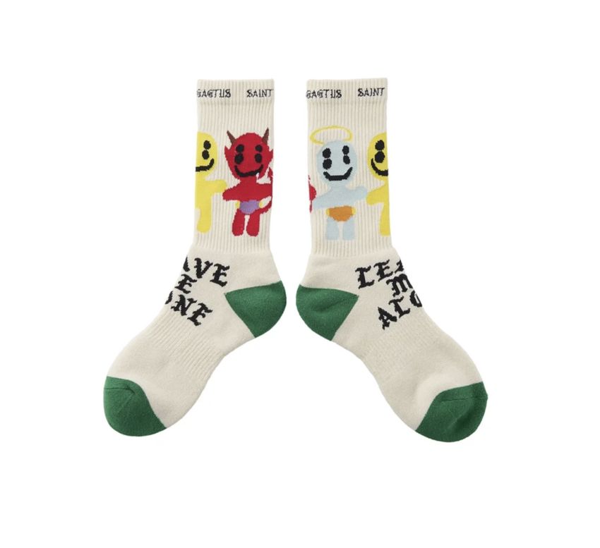 SAINT MXXXXXX Cactus Plant Socks Leave Me Alone Ecru