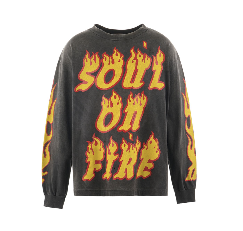 SAINT MXXXXXX LS Tee Soul On Fire Black