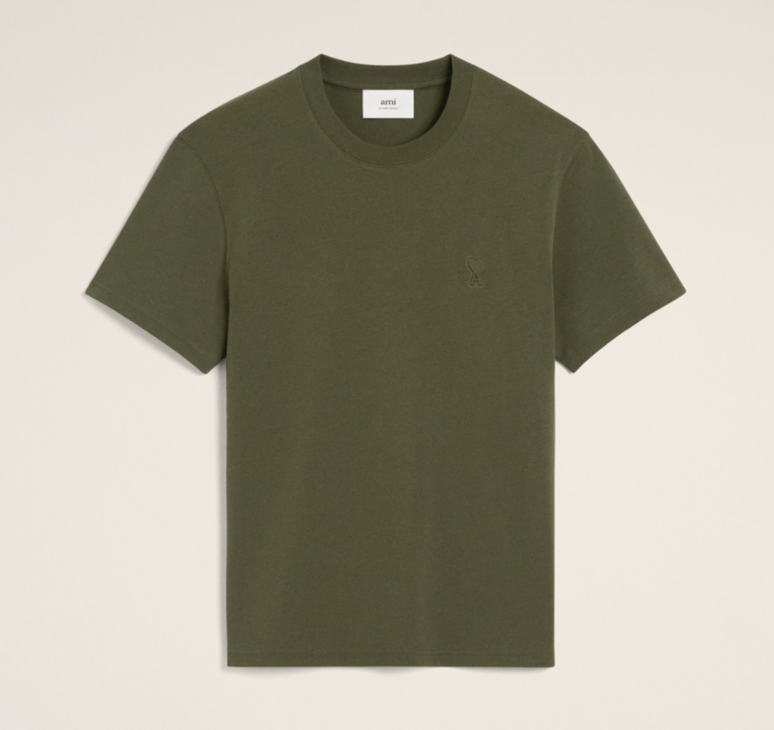 AMI Paris AMI De Coeur Embossed T-Shirt Loden