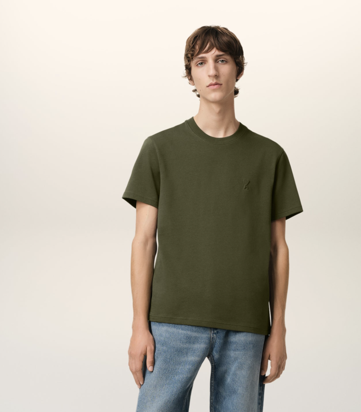 AMI Paris AMI De Coeur Embossed T-Shirt Loden