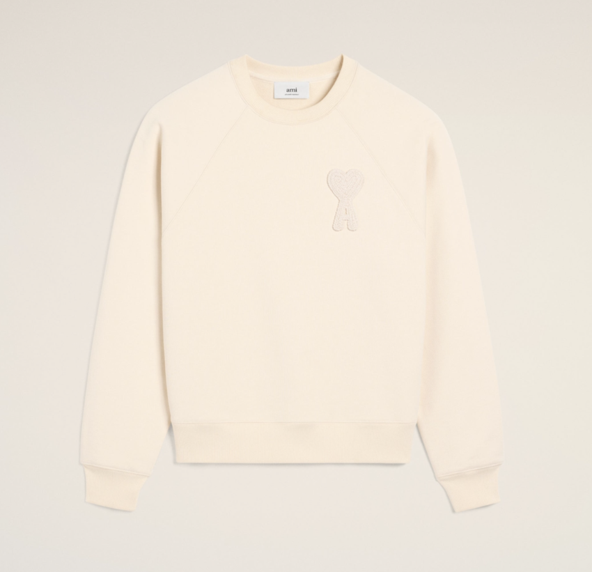 AMI Paris AMI De Coeur Patch Sweatshirt White Cream