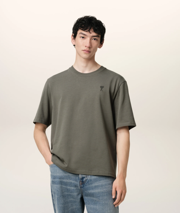 AMI Paris AMI De Coeur Tonal T-Shirt Smoke Grey