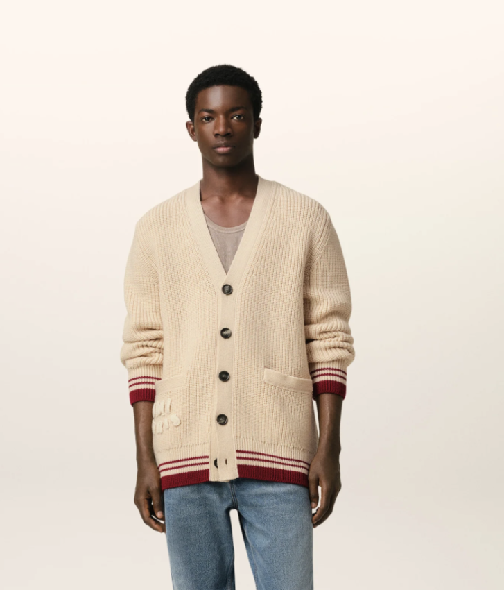 AMI Paris AMI Wool Ribbed Sweater Cardigan White Cream