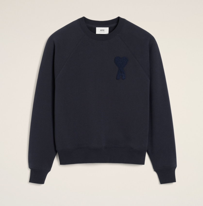 AMI Paris AMI De Coeur Patch Sweatshirt Navy Blue