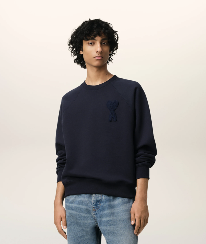AMI Paris AMI De Coeur Patch Sweatshirt Navy Blue