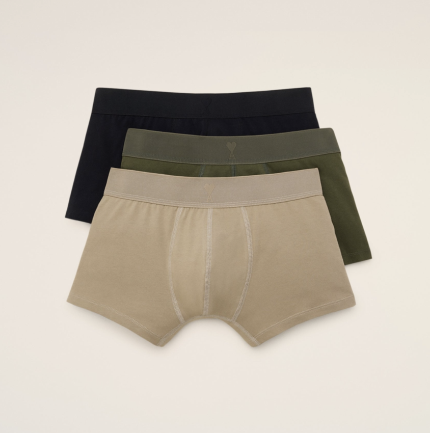AMI Paris AMI Cotton Jersey Three Pack Boxers Black/Laurel/Loden