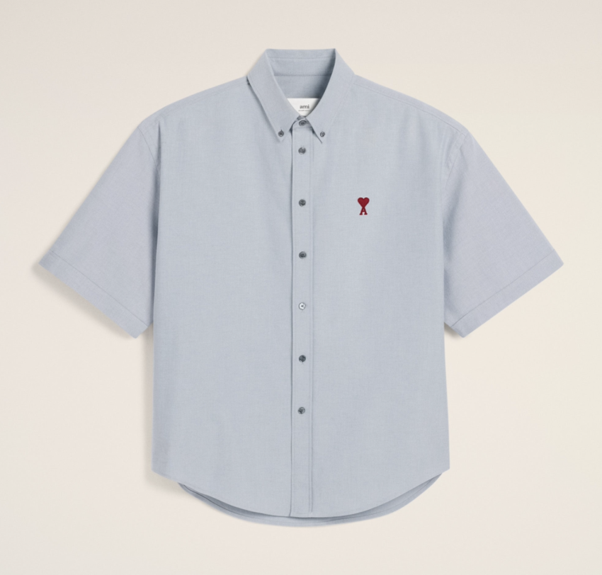 AMI Paris AMI Boxy Fit Short Sleeve Shirt Blue Note