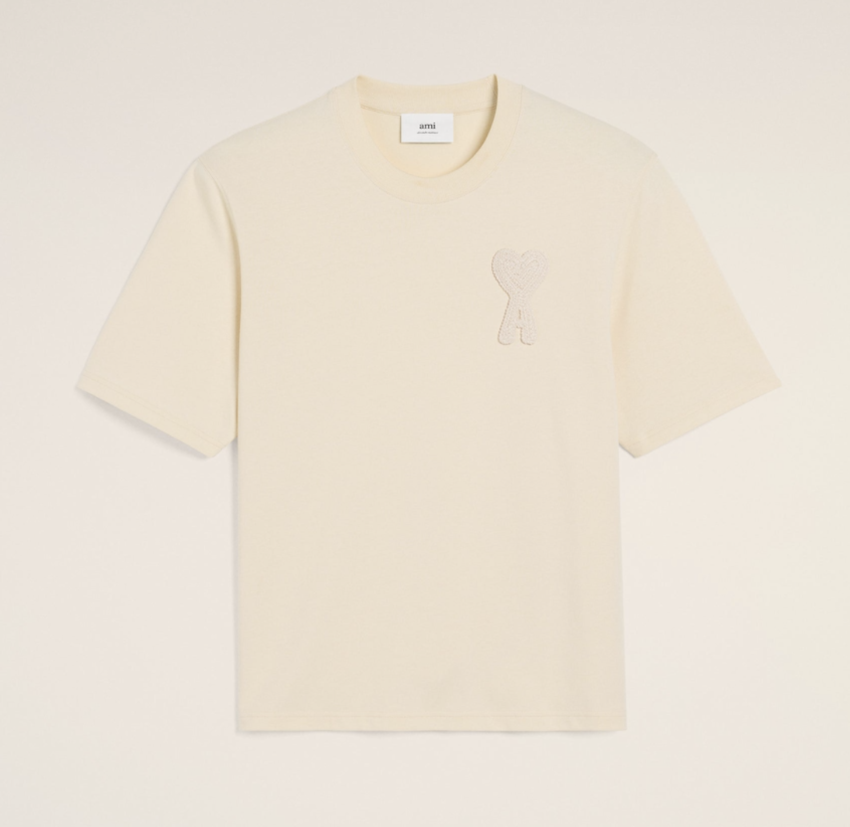 AMI Paris AMI Cotton Ami De Coeur Patch T-Shirt White Cream