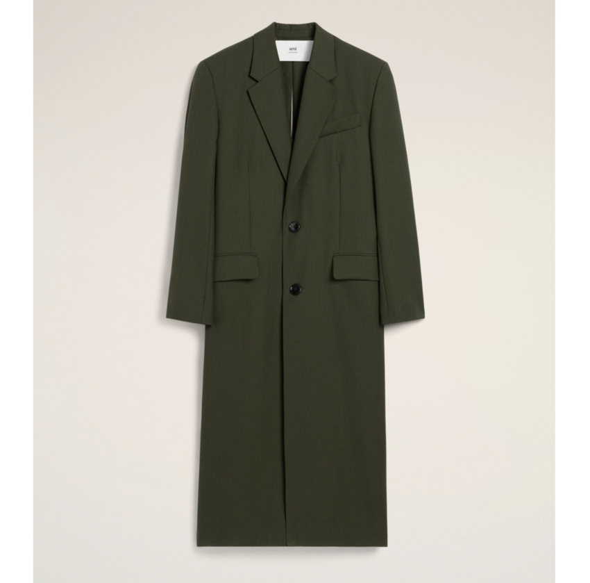 AMI Paris AMI Back Slit Long Coat Loden