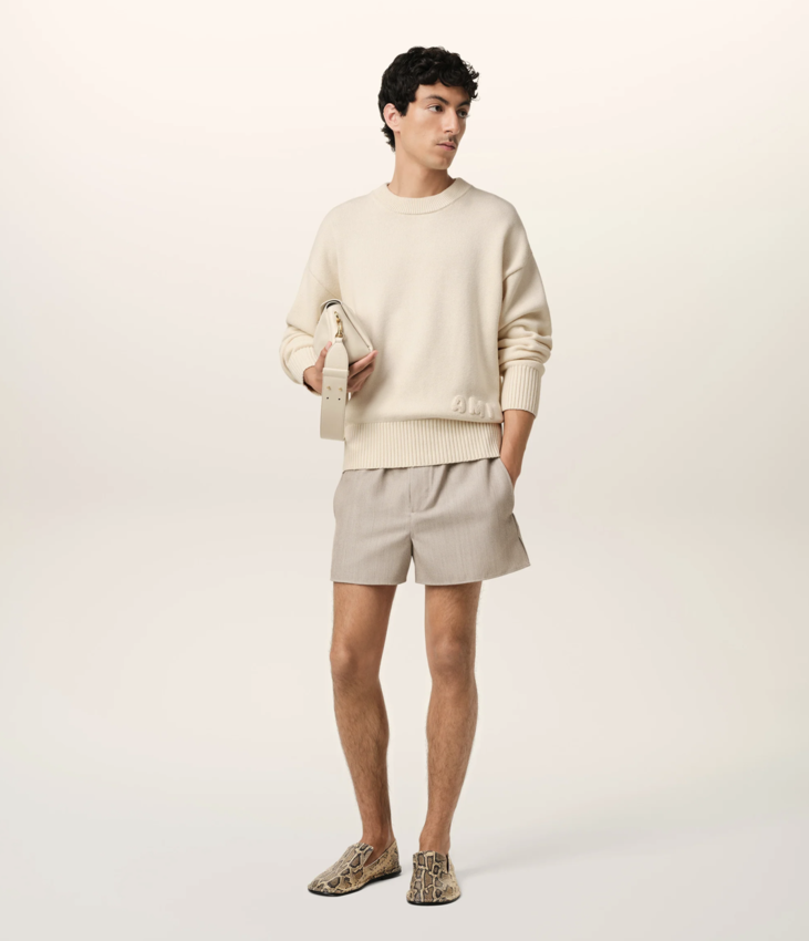 AMI Paris AMI Embroidered Crewneck Sweater White Cream