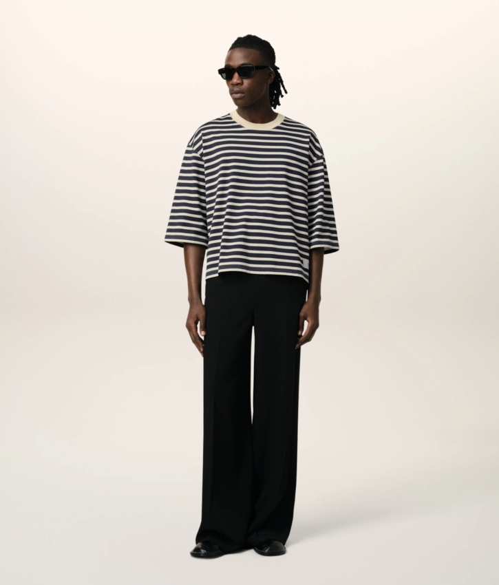 AMI Paris AMI T-shirt Oversized Striped Navy/Cream