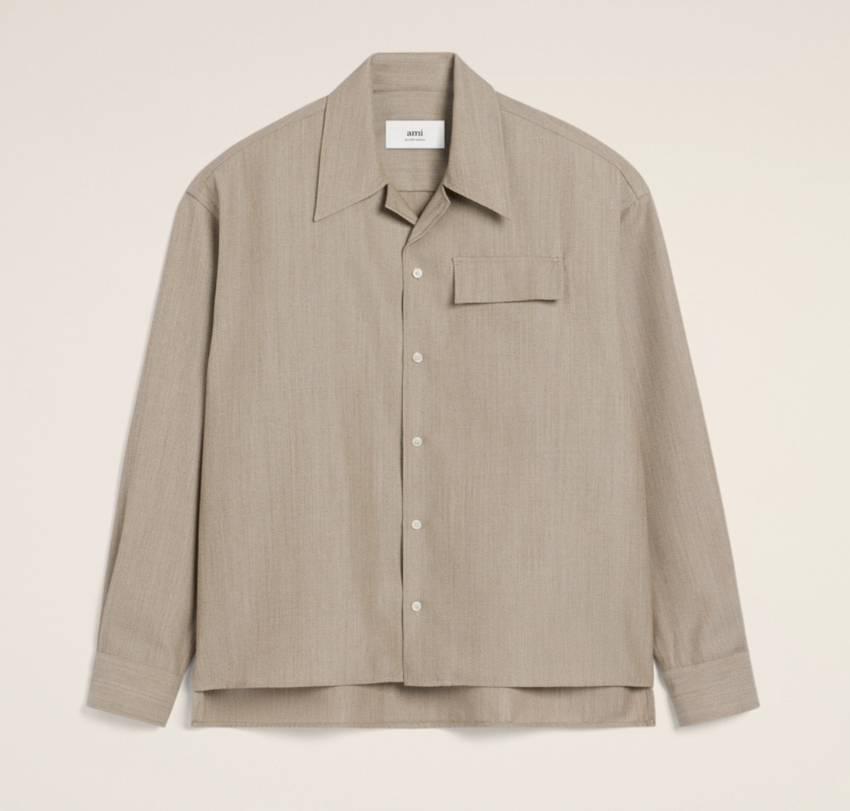 AMI Paris Camp Collar Overshirt Ginger