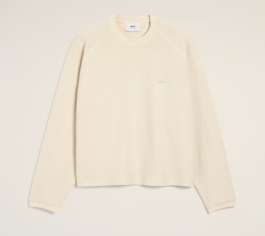 AMI Paris Raglan Sleeved Crewneck Sweatshirt Ivory