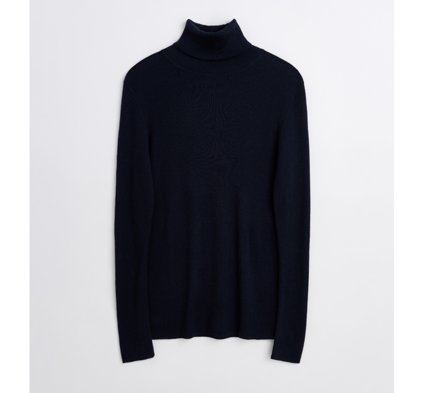 Sunflower Merino Rib Turtle Neck Navy
