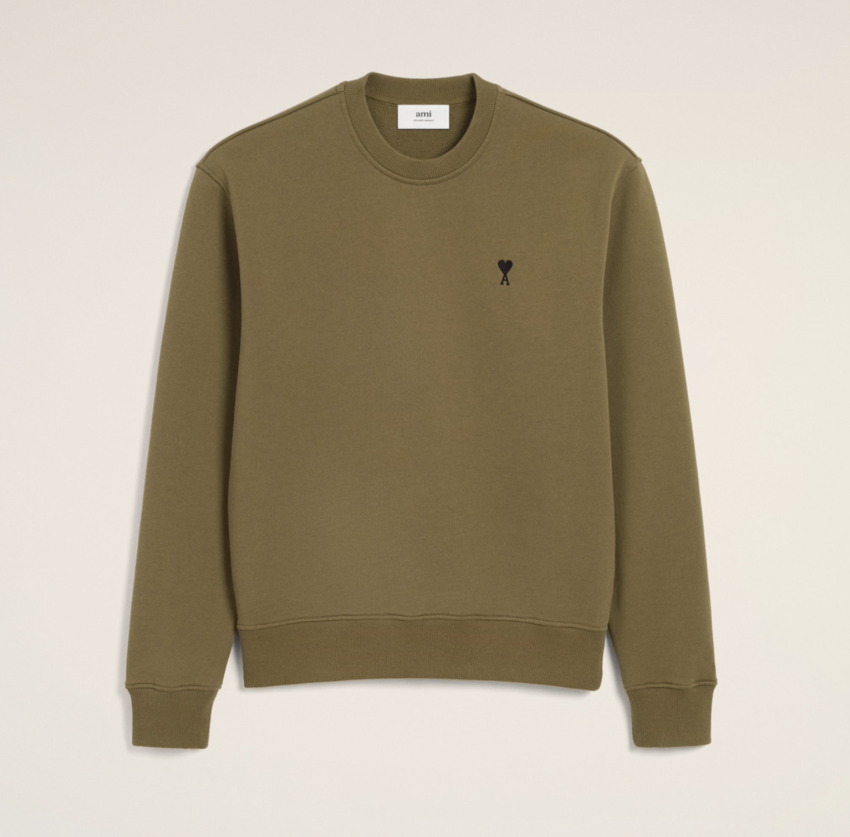 AMI Paris Contrasted AMI De Coeur Sweatshirt Bronze