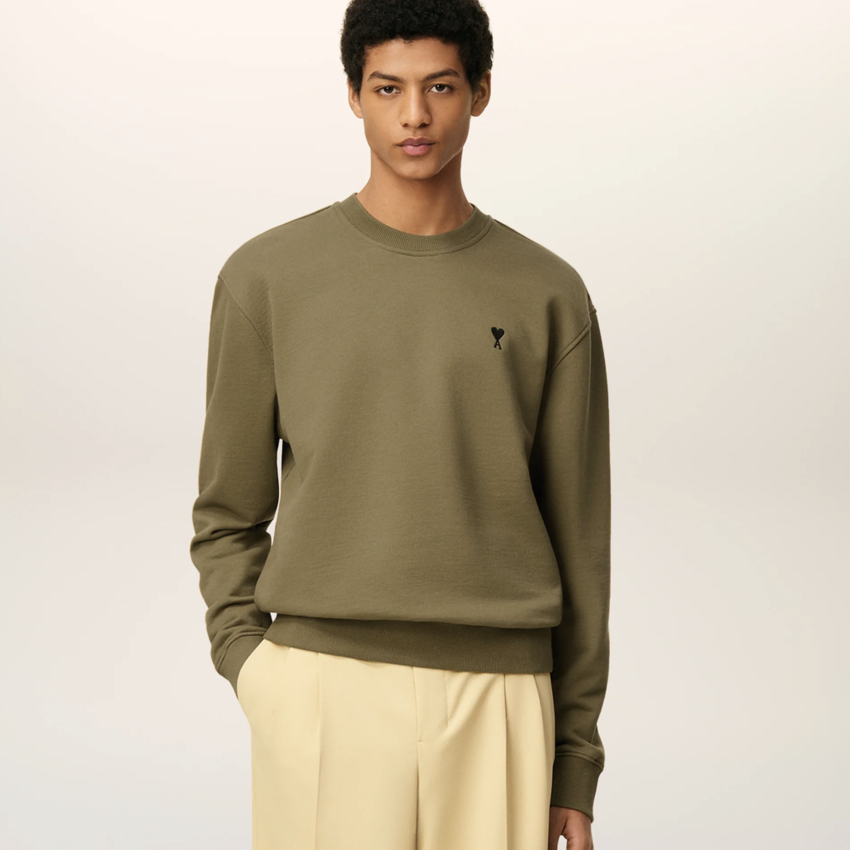 Contrasted AMI De Coeur Sweatshirt Bronze - UPTOWN