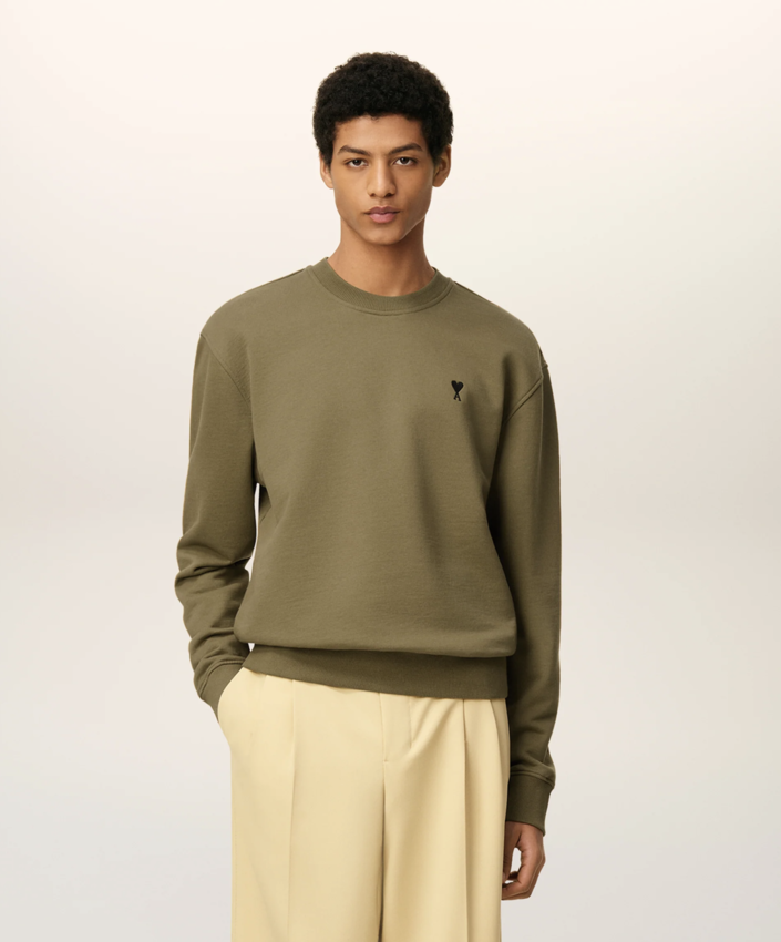 AMI Paris Contrasted AMI De Coeur Sweatshirt Bronze