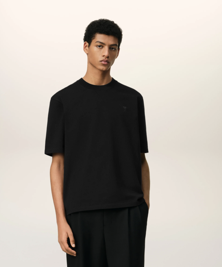 AMI Paris Small Embossed AMI De Coeur T-Shirt Black