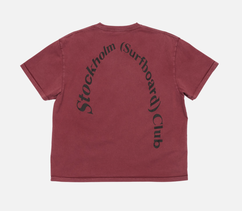 Stockholm Surfboard Club Back Logo T-Shirt Cherry