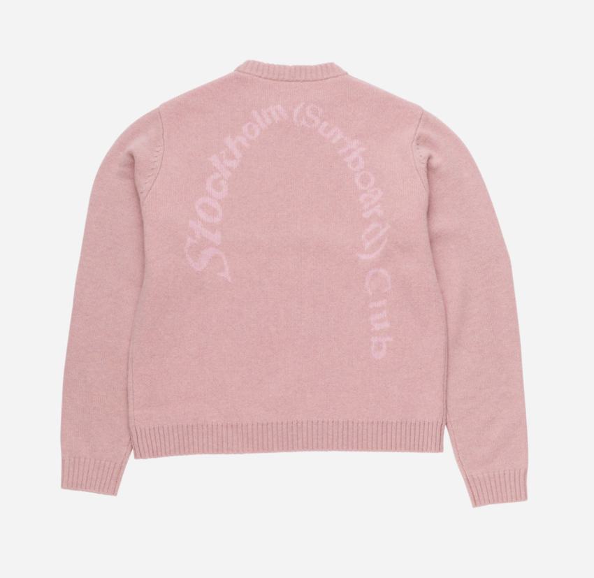 Stockholm Surfboard Club Knitted Logo Sweater Pink