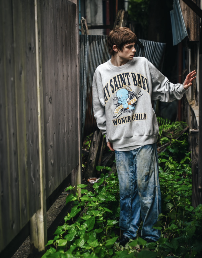 SAINT MXXXXXX Crew Neck Sweat Baby Micahel Grey