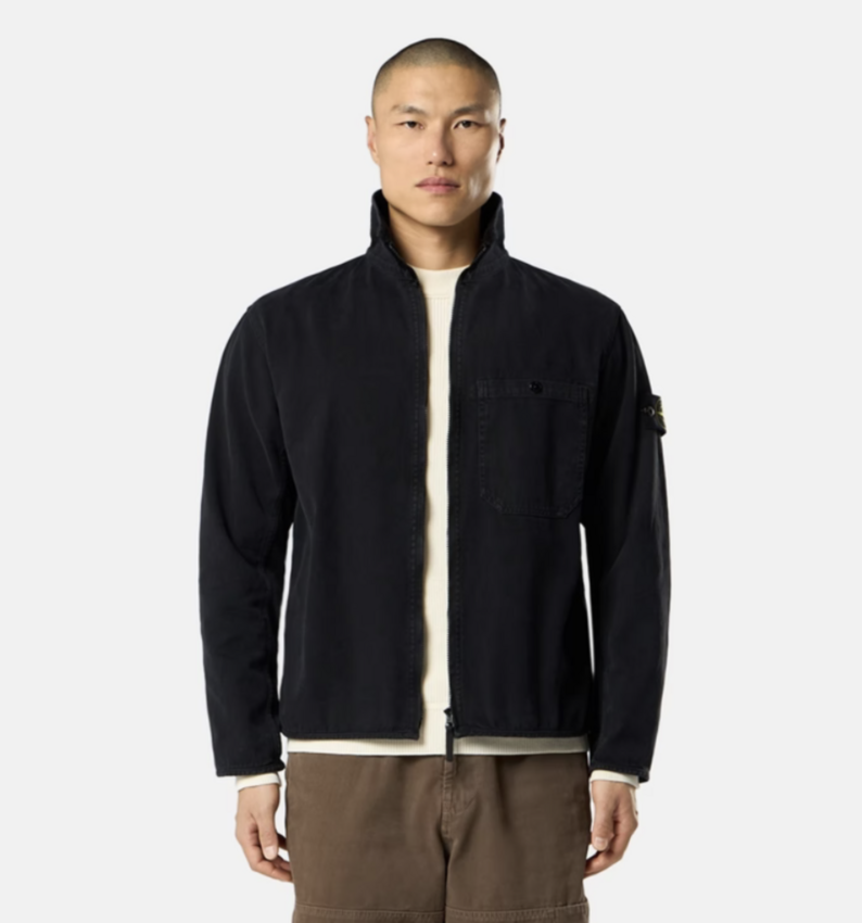 Stone Island 1200014 Organic Panama Cotton 'Old' Effect Black