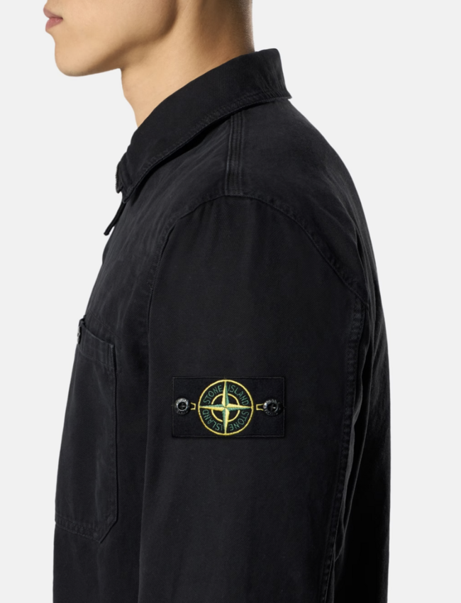 Stone Island 1200014 Organic Panama Cotton 'Old' Effect Black