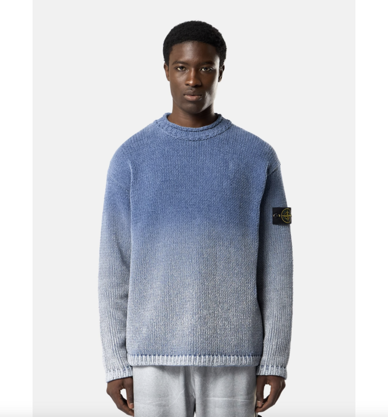Stone Island 5100003 Cotton Chenille Degradé Print Avio Blue