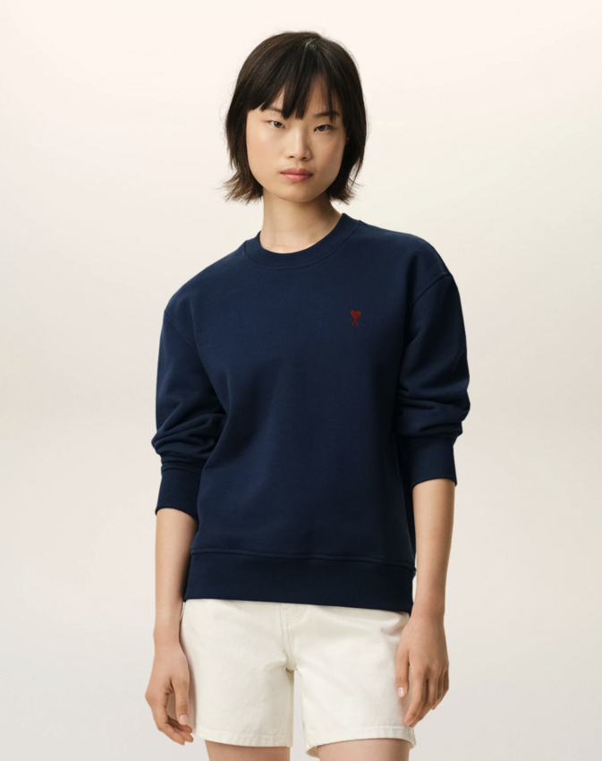 AMI Paris Red Ami De Coeur Sweatshirt Night Blue