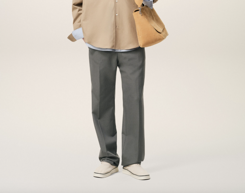 AMI Paris Wool Straight Trousers Carbon