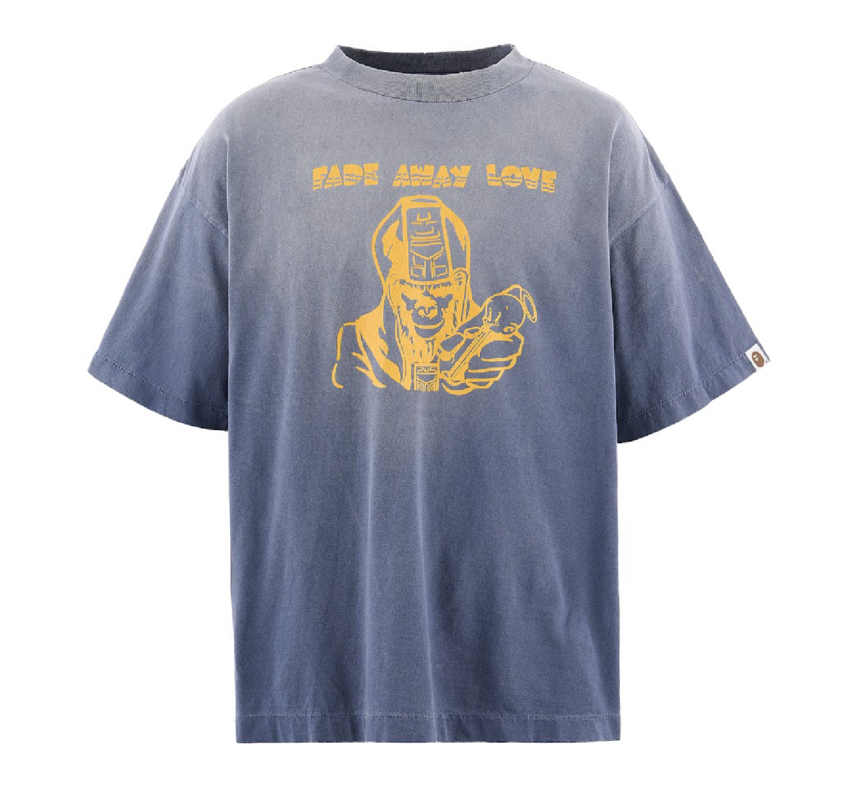 SAINT MXXXXXX BAPE SS Tee Fade Away Love Navy