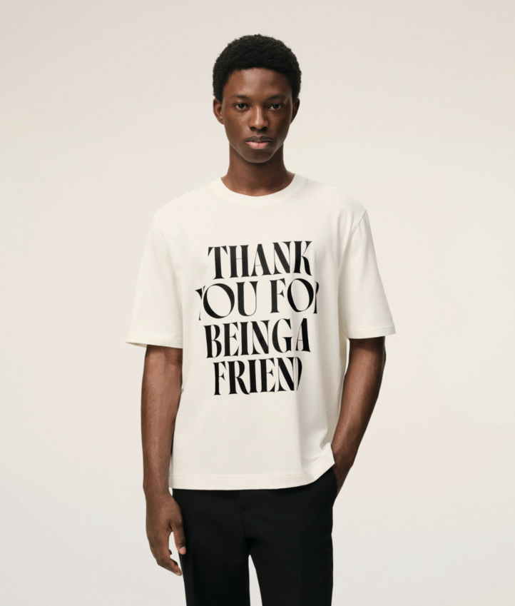 AMI Paris Ami Signature Print Boxy Tee Cream