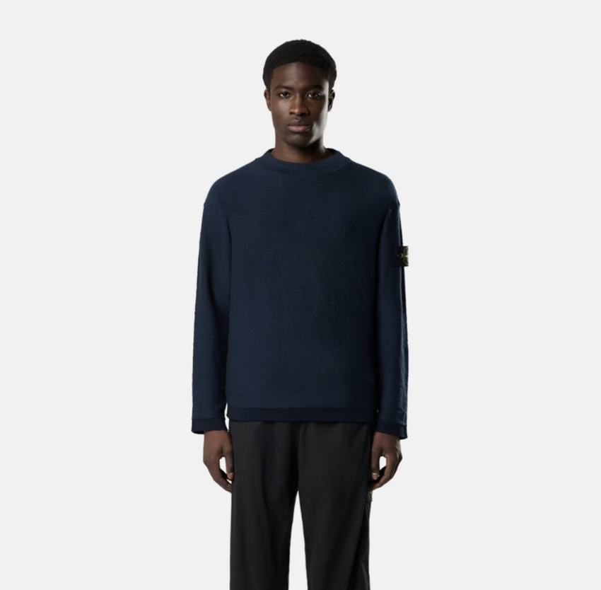 Stone Island 5100044 Plush Stitch Organic Cotton Nylon Navy Blue