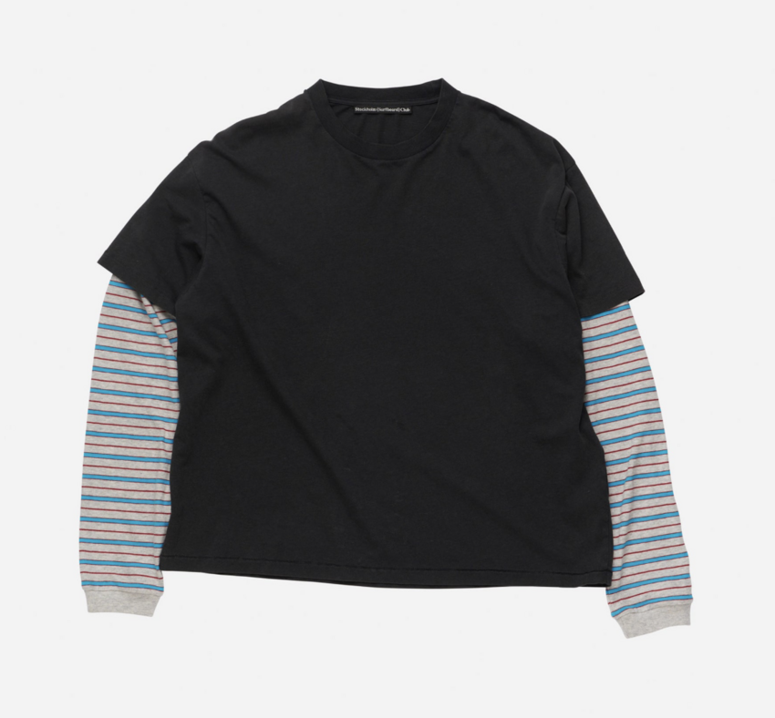 Stockholm Surfboard Club Layer Box Tee Black/Stripe