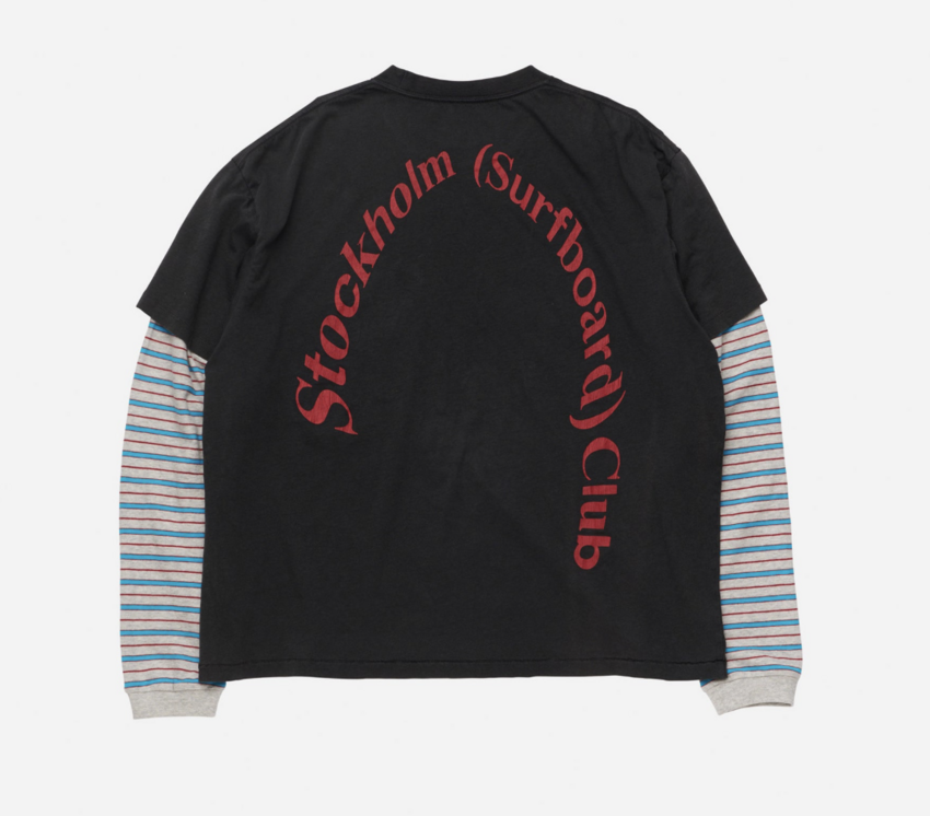 Stockholm Surfboard Club Layer Box Tee Black/Stripe