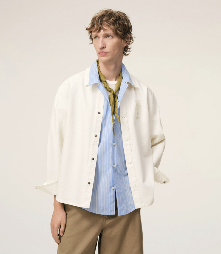 AMI Paris Ami De Coeur Overshirt White Cream