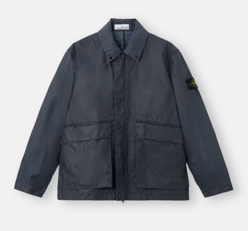 Stone Island 4100054 Waxed Pigment Cotton Tela Navy Blue