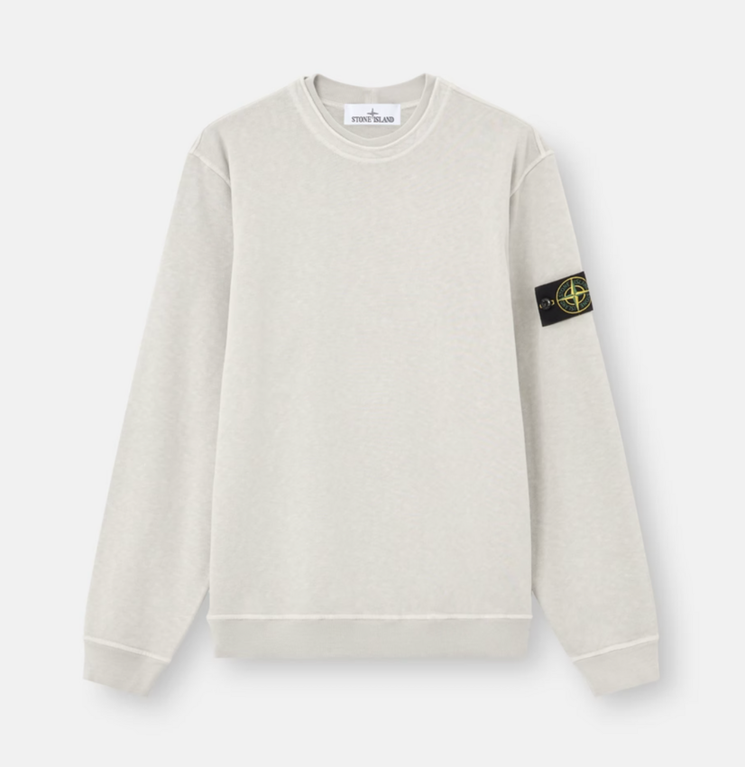 Stone Island 6100034 Malfilé Fleece 'Old' Effect Pearl Grey