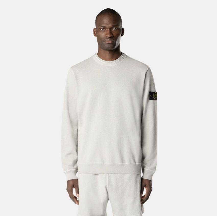 Stone Island 6100034 Malfilé Fleece 'Old' Effect Pearl Grey