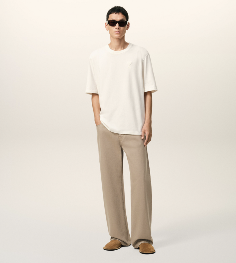 AMI Paris Large Fit Jeans Taupe Beige