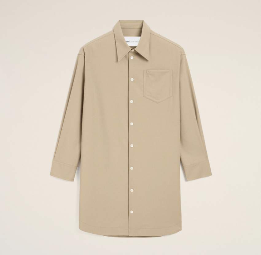 AMI Paris AMI Long Sleeve Dress Shirt Beige