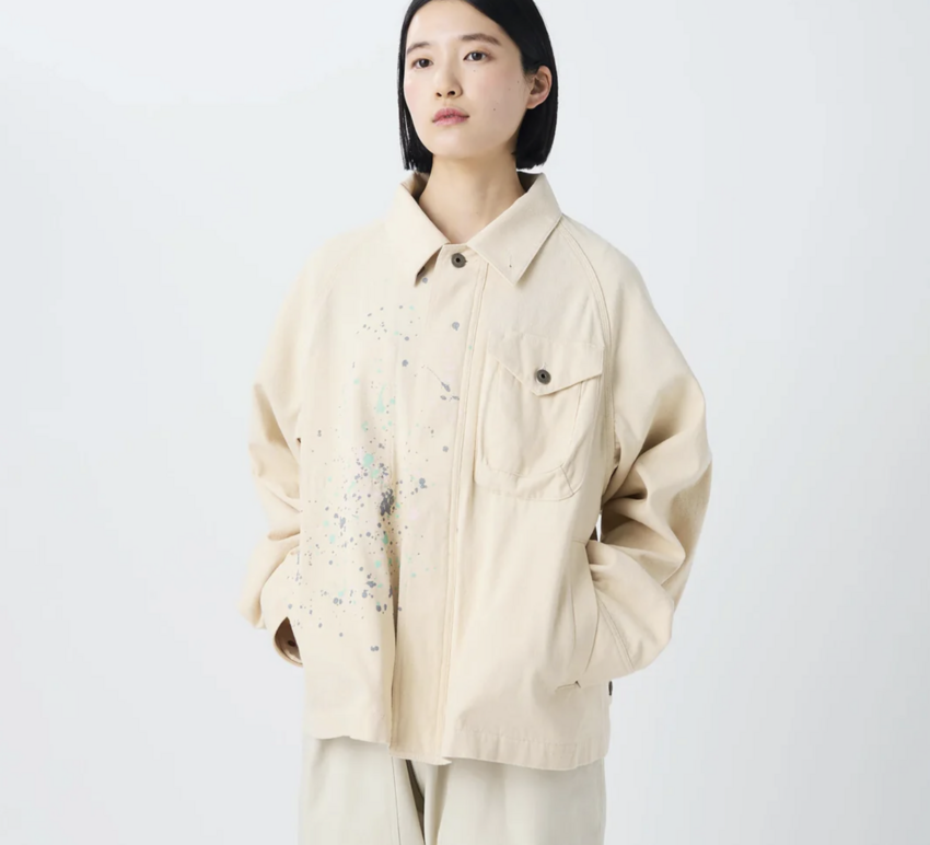Snow Peak Sulfur Dyed Fade Painted Coverall Ecru
