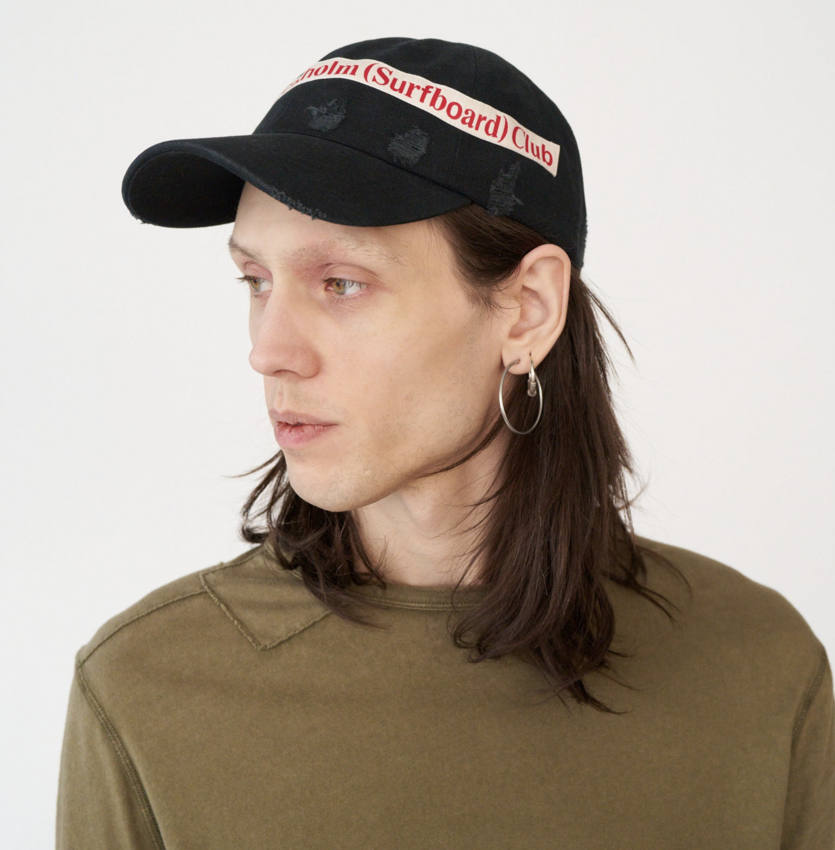 Stockholm Surfboard Club Label Cap Washed Black