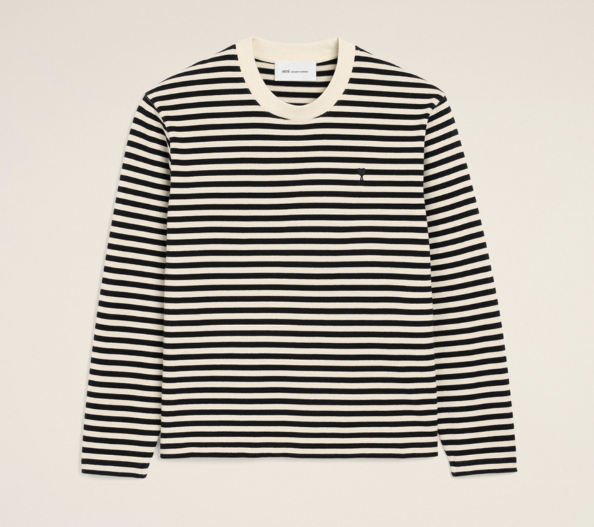 AMI Paris Mariniere T-Shirt With AMI De Coeur Black/Ivory